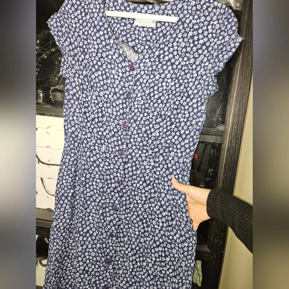 5 For $25✨️ Jermey Scott Vintage Flower Blue Dress Long Maxi Dress Womens Medium - Picture 7 of 9